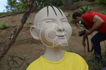 Daños a la escultura de Sanmao en San Juan (Foto TA)